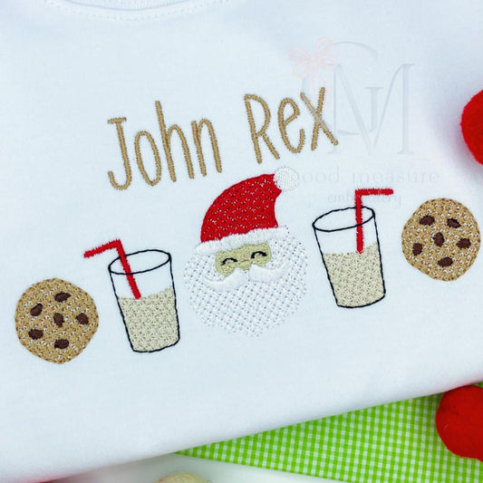 French Knot Santa Milk and Cookies Embroidery Design