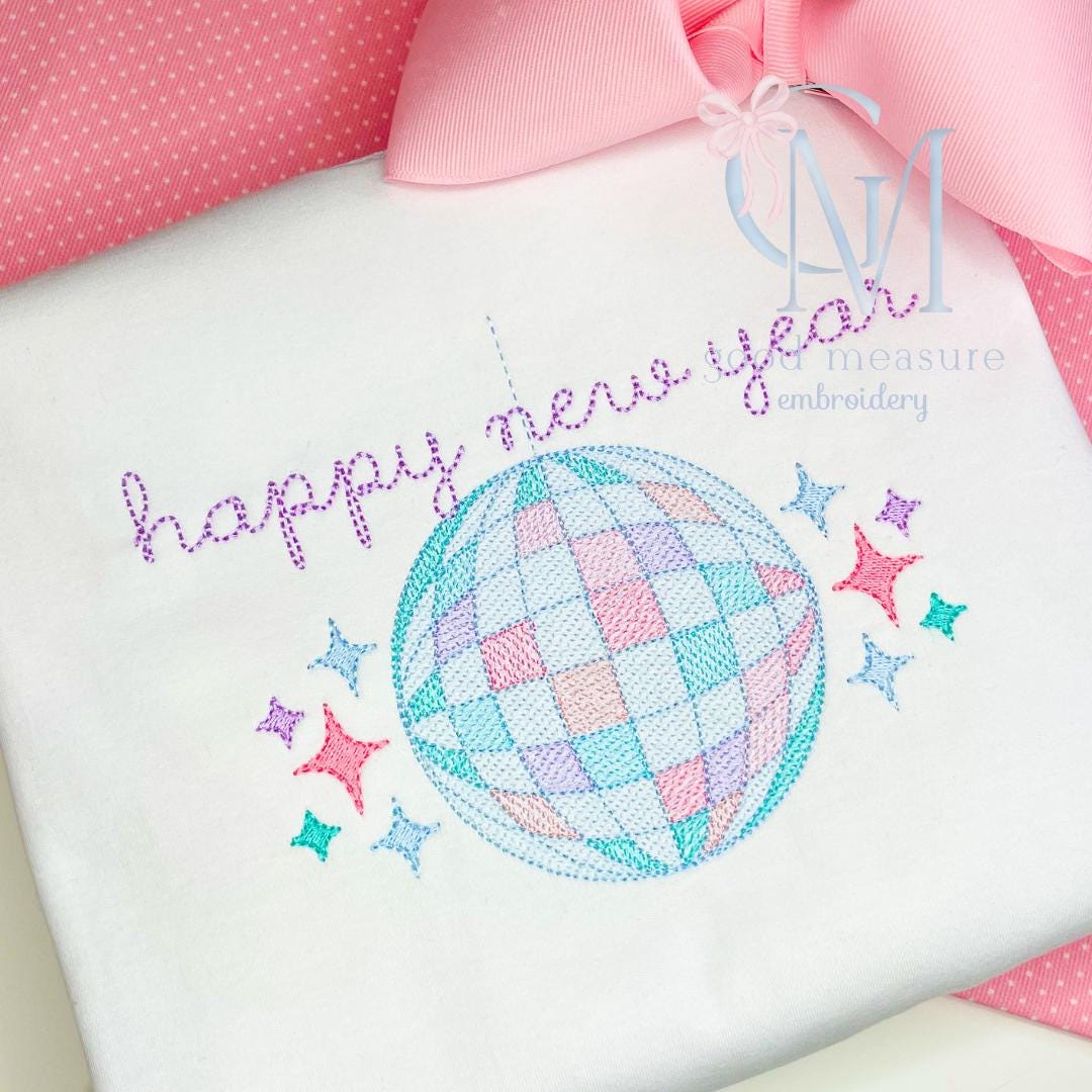 Disco Ball New Years Eve Embroidery Design