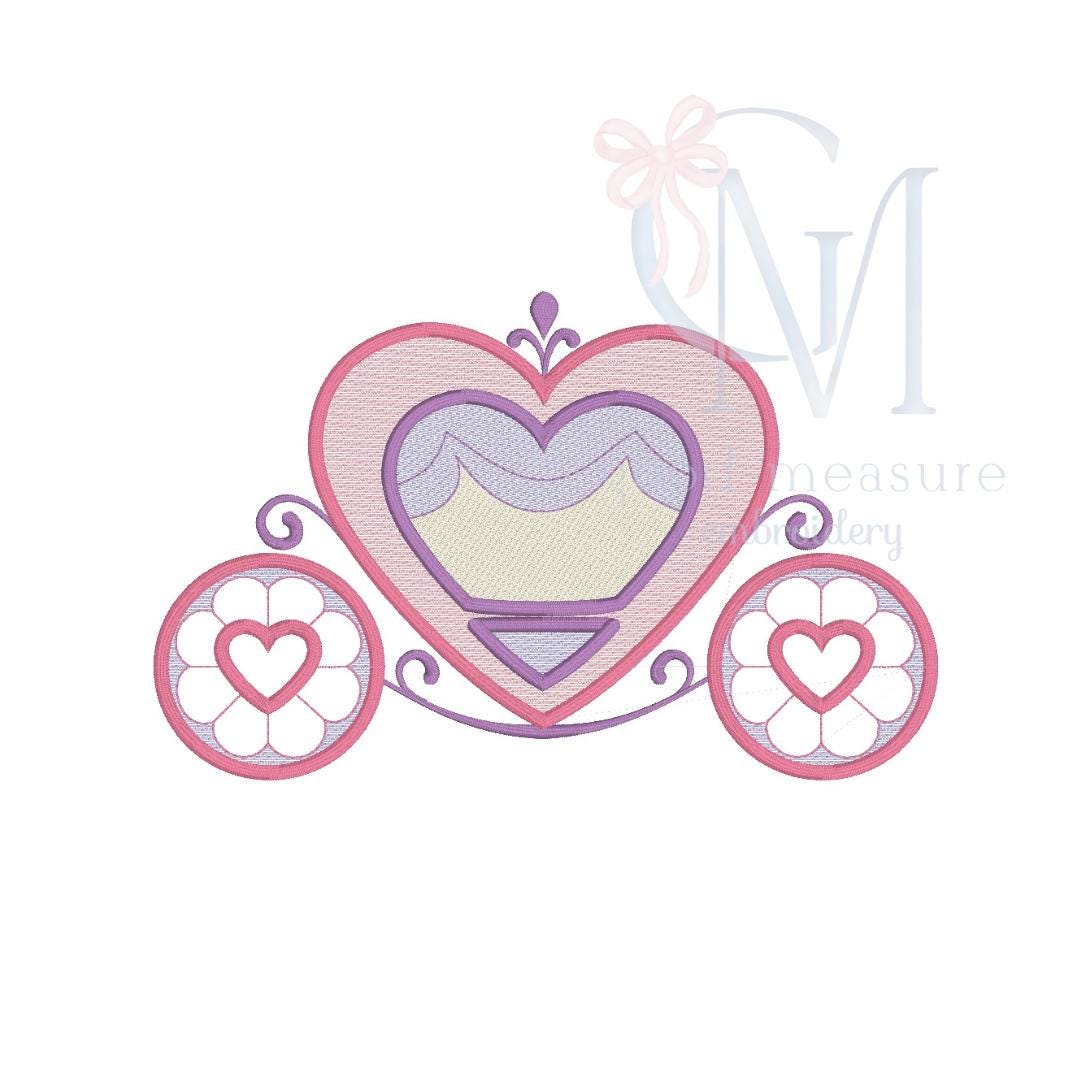 Princess Carriage Valentines Embroidery Design