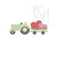 Sketch Tractor with Hearts Embroidery Design