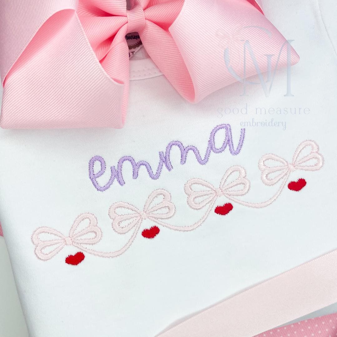 Elegant Valentines Bow Swag Embroidery Design