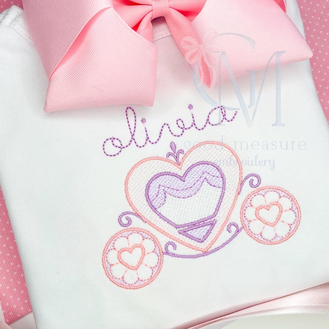 Princess Carriage Valentines Embroidery Design