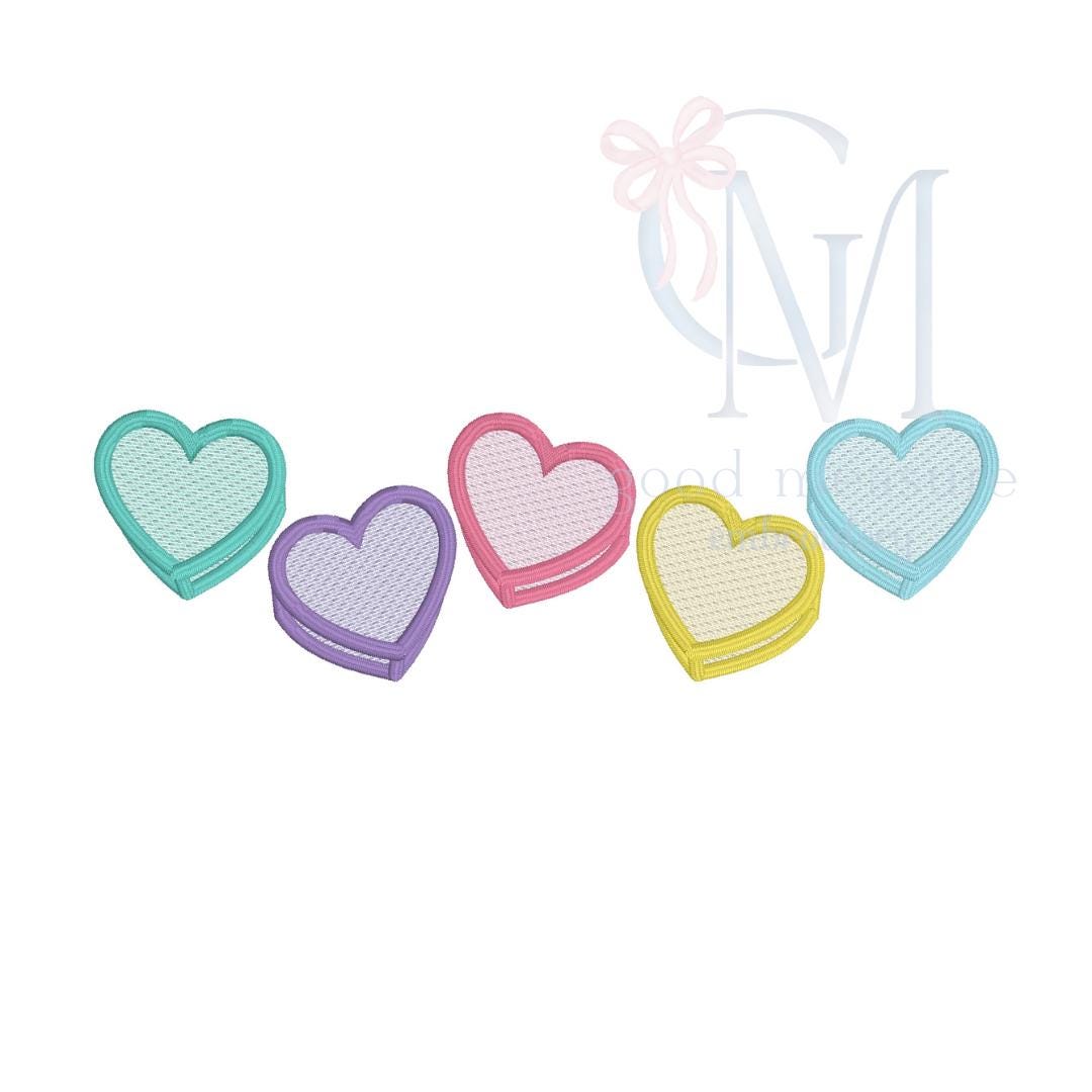 Satin Border Candy Hearts Embroidery Design