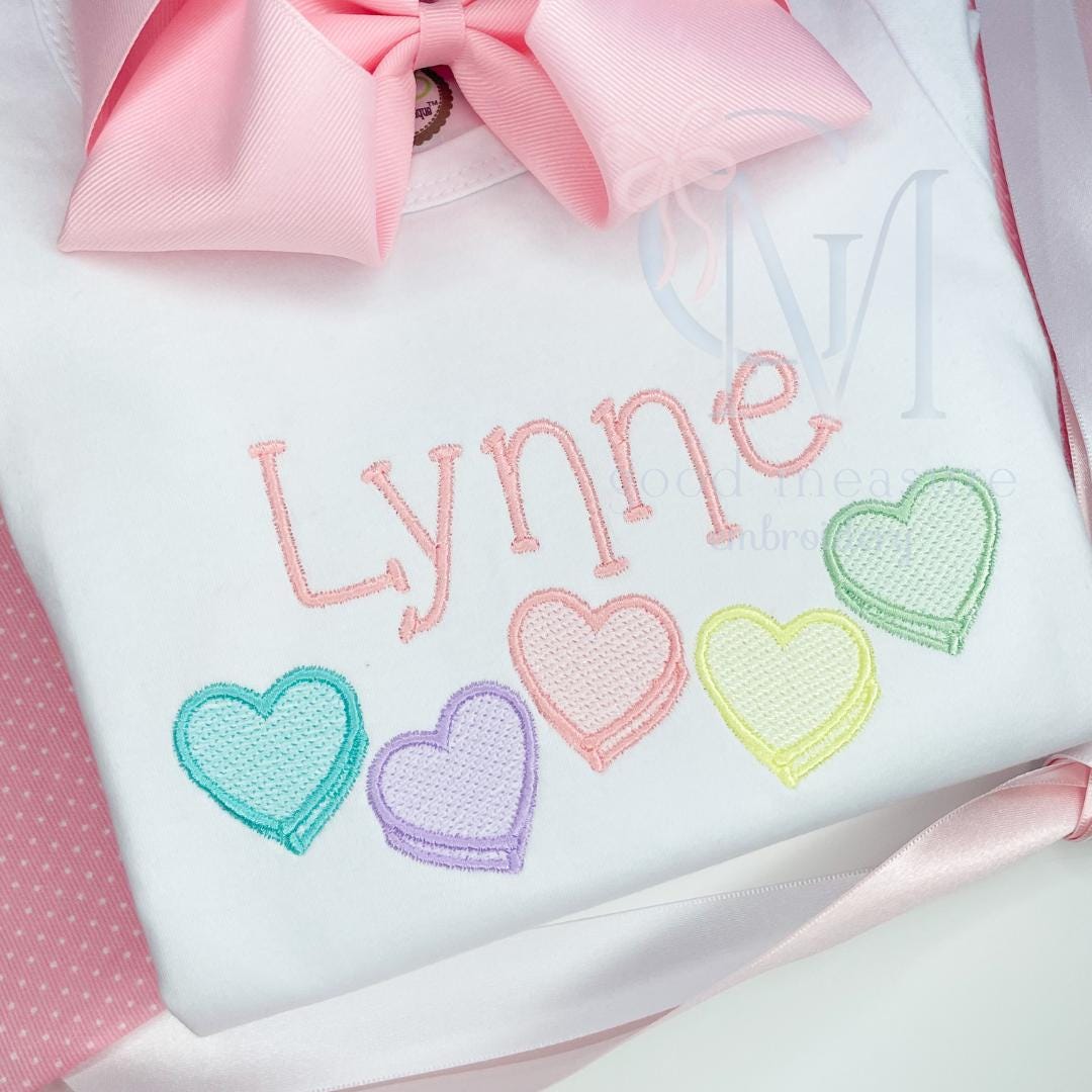 Satin Border Candy Hearts Embroidery Design