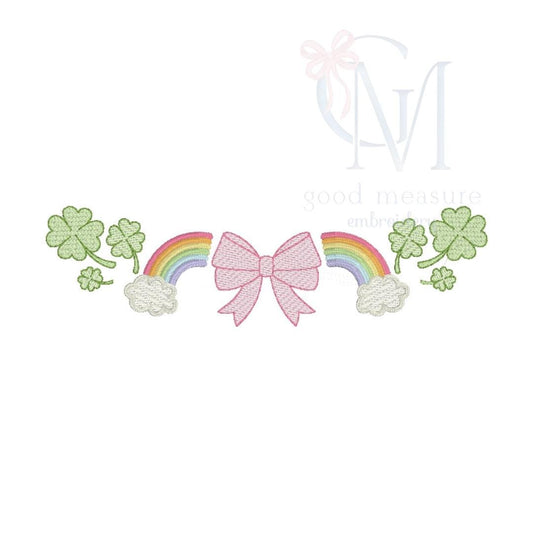 Bow Rainbows and Shamrocks Embroidery Design