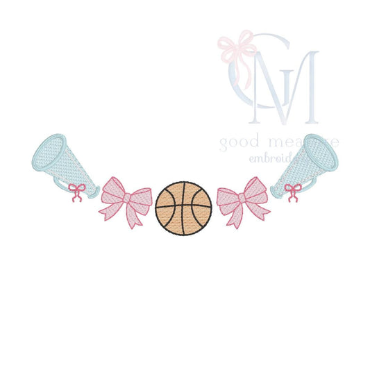 Basketball Cheerleader Name Frame Machine Embroidery Design