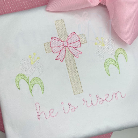 Sketch Cross and Easter Lily Embroidery Design