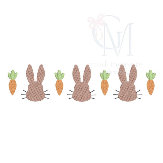 French Knot Bunnies and Carrots Embroidery Design