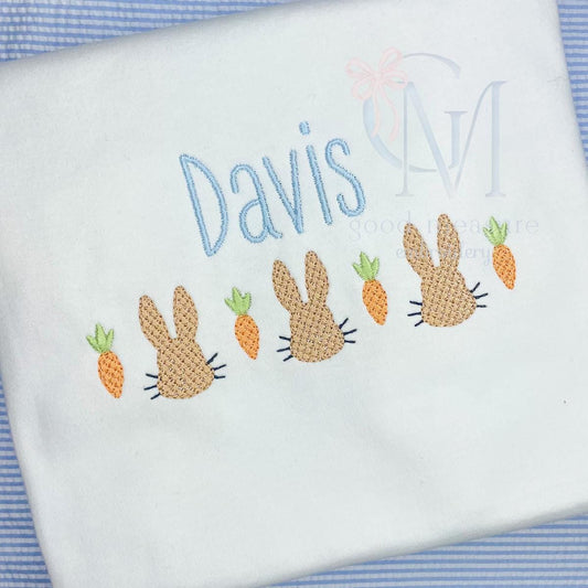 French Knot Bunnies and Carrots Embroidery Design