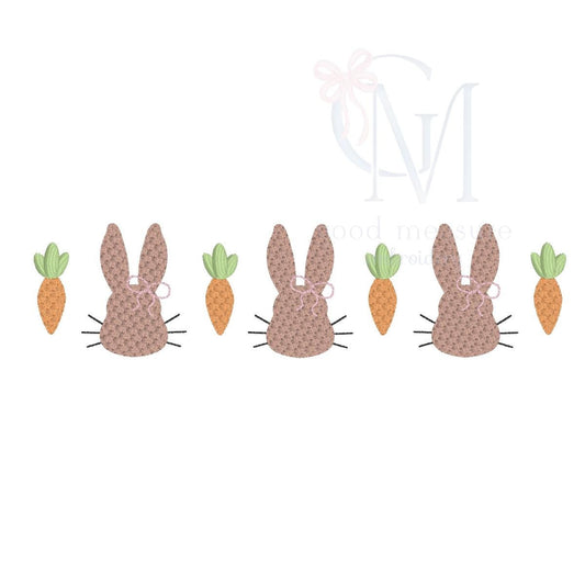 French Knot Girly Bunnies and Carrots Embroidery Design