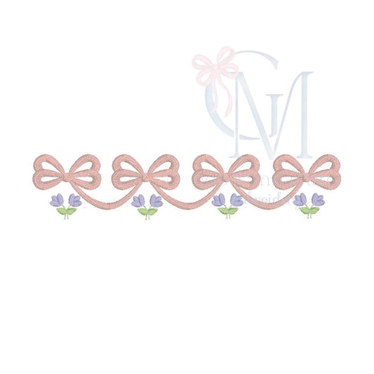 Bow Swag Floral Name Frame Satin Embroidery Design