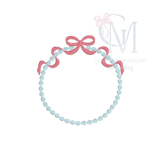 Heirloom Bow Teardrop Monogram Frame Embroidery Design