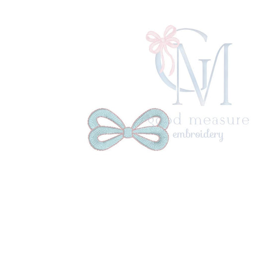 Mini Satin Bow with Bean Outline Embroidery Design