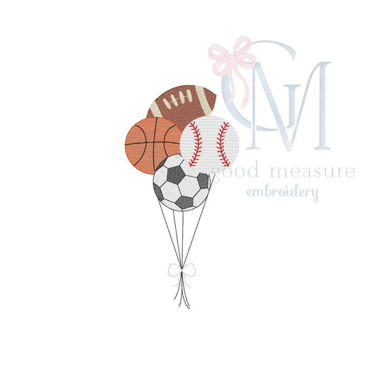 Sketch Sports Balloons Embroidery Design