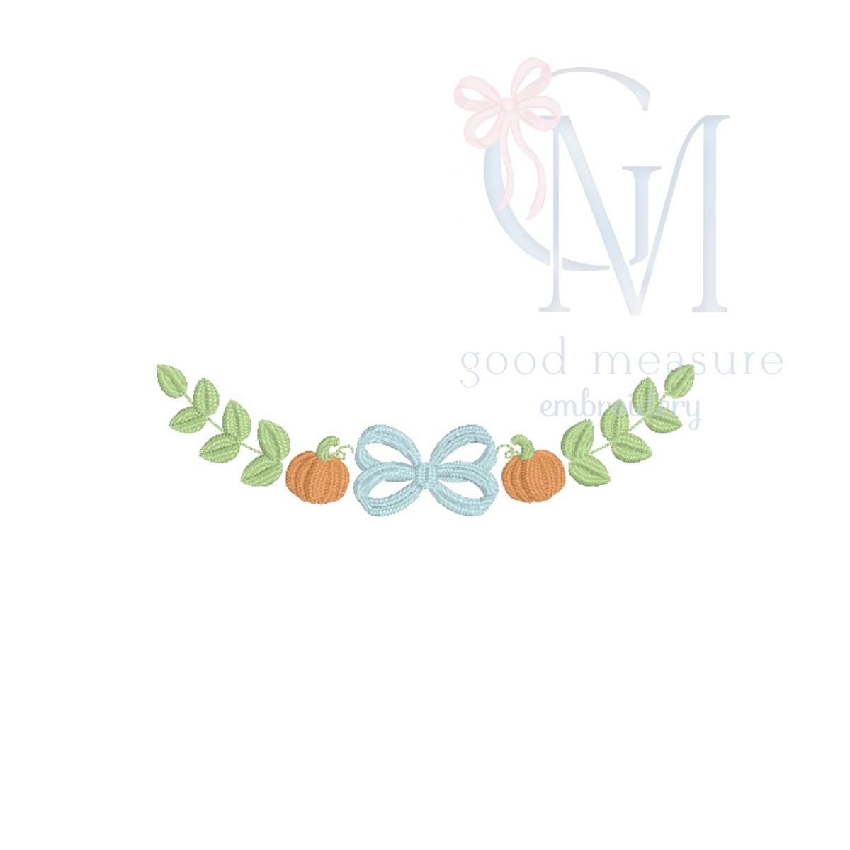 Pumpkins and Bows Name Frame Embroidery Design