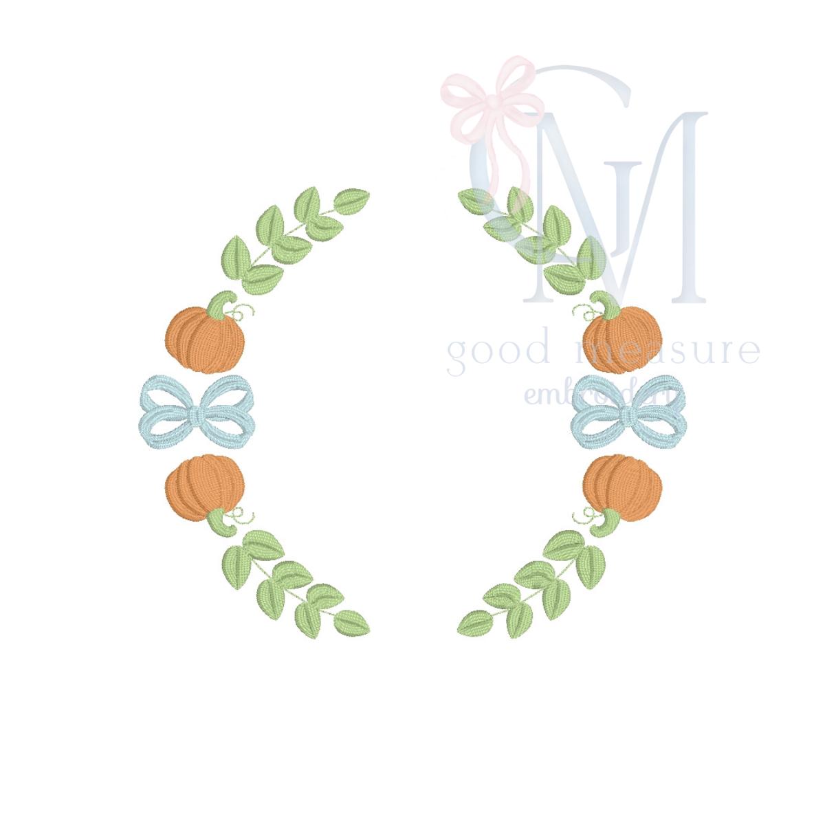 Pumpkins and Bows Monogram Frame Embroidery Design