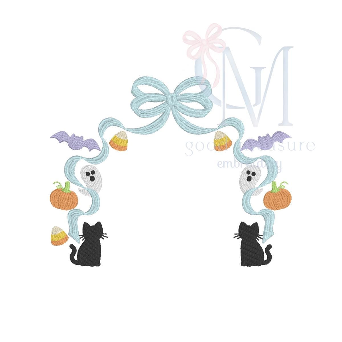 Fancy Bow Monogram Frame Embroidery Design