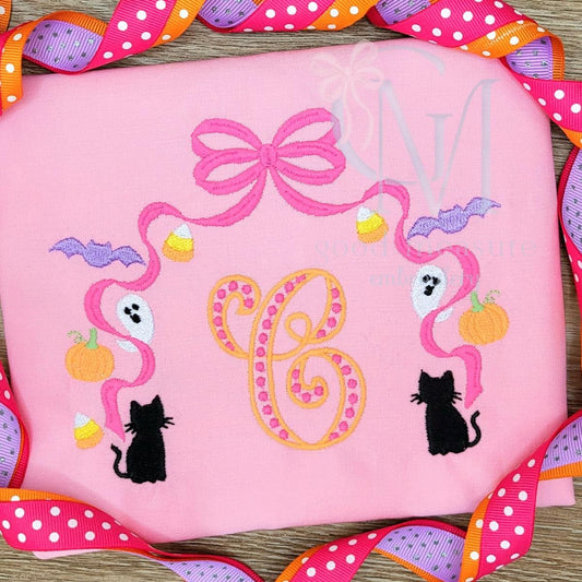 Fancy Bow Monogram Frame Embroidery Design