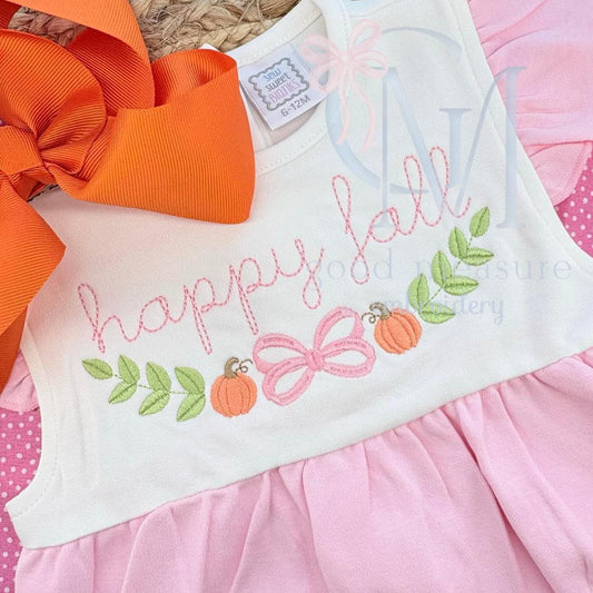 Pumpkins and Bows Name Frame Embroidery Design