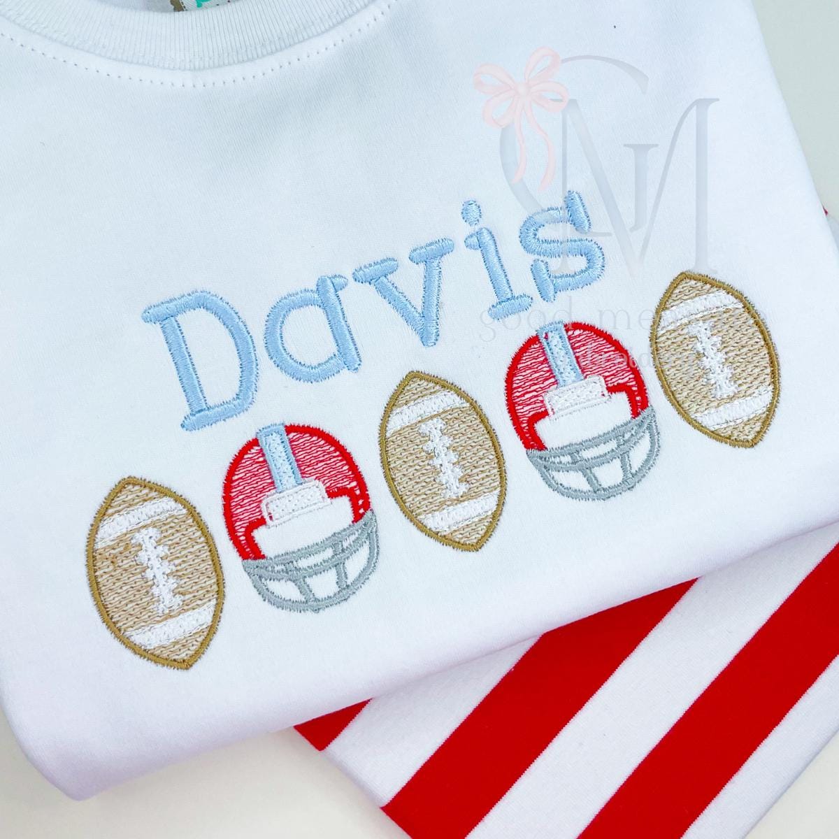 Football helmets sketch satin border Embroidery Design