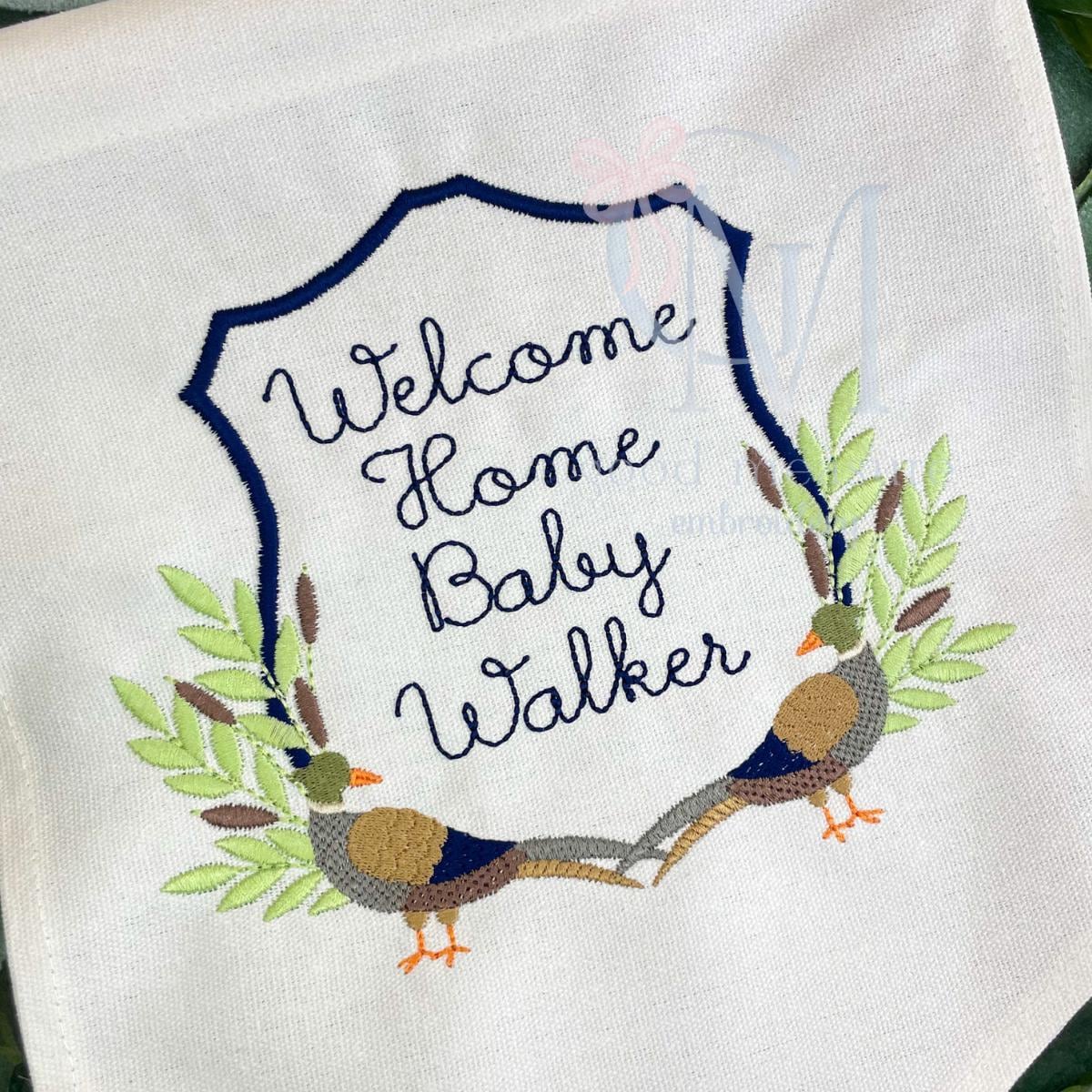 Pheasant and Branches Crest Embroidery Design