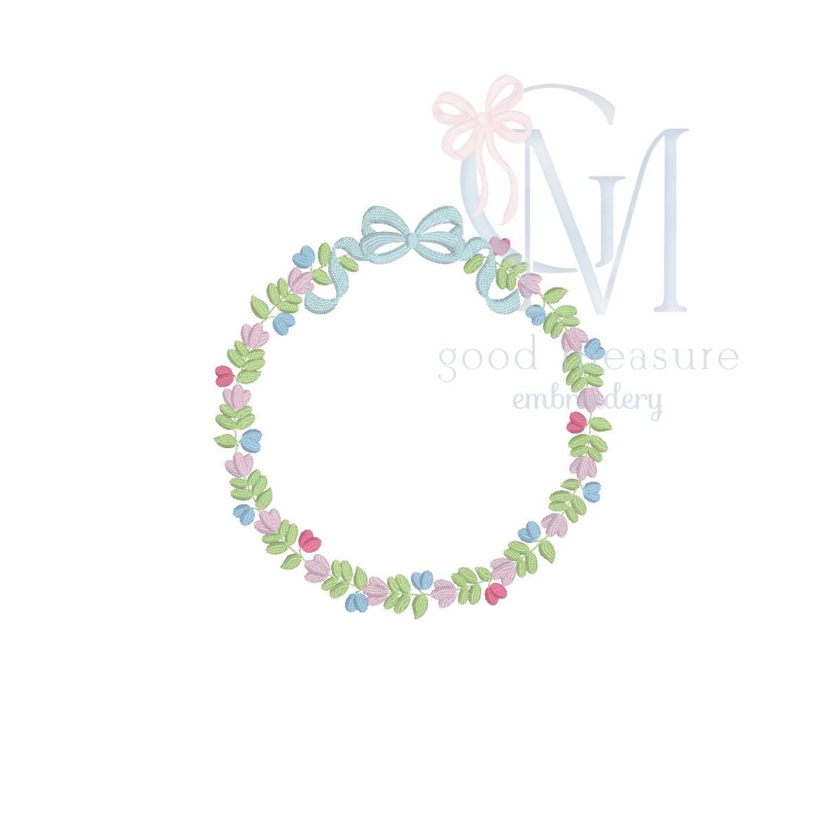 Floral Circle Frame Embroidery Design