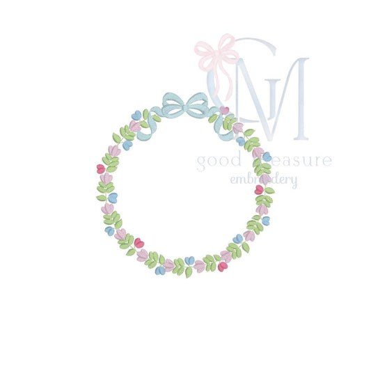 Floral Circle Frame Embroidery Design