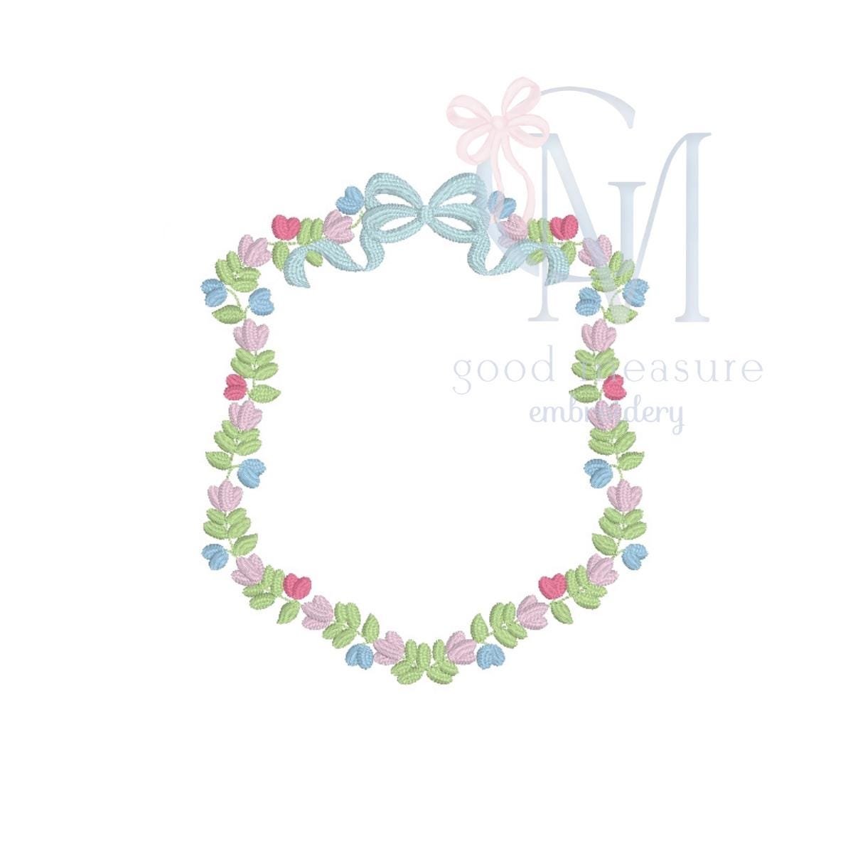 Floral Crest Frame Embroidery Design