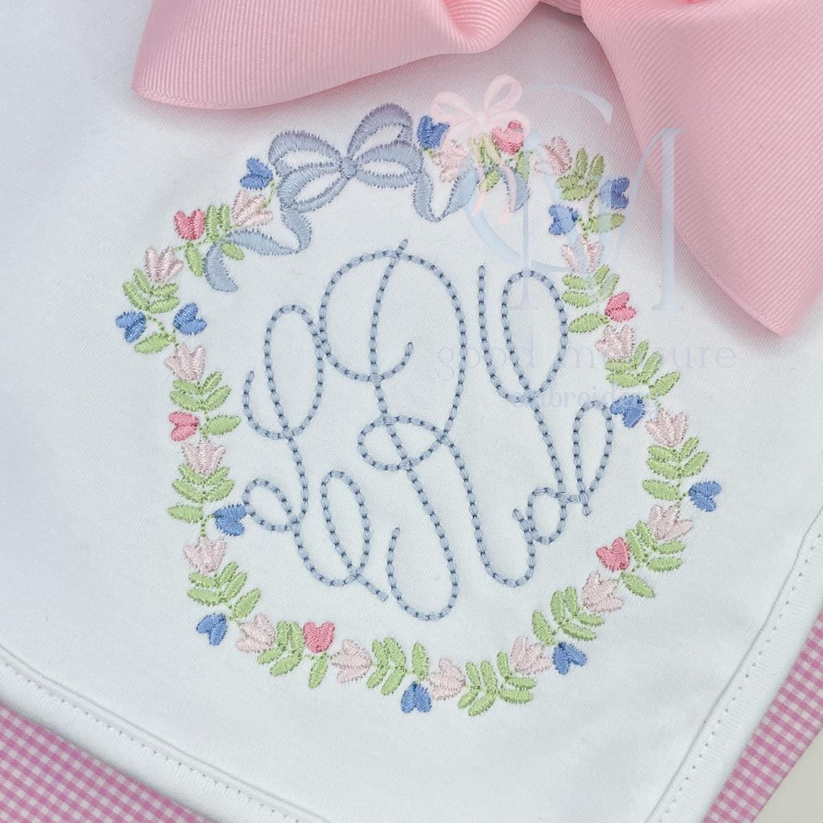 Floral Crest Frame Embroidery Design