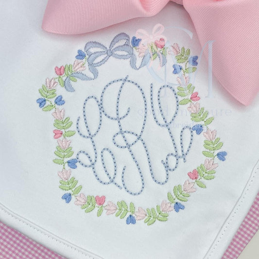 Floral Crest Frame Embroidery Design