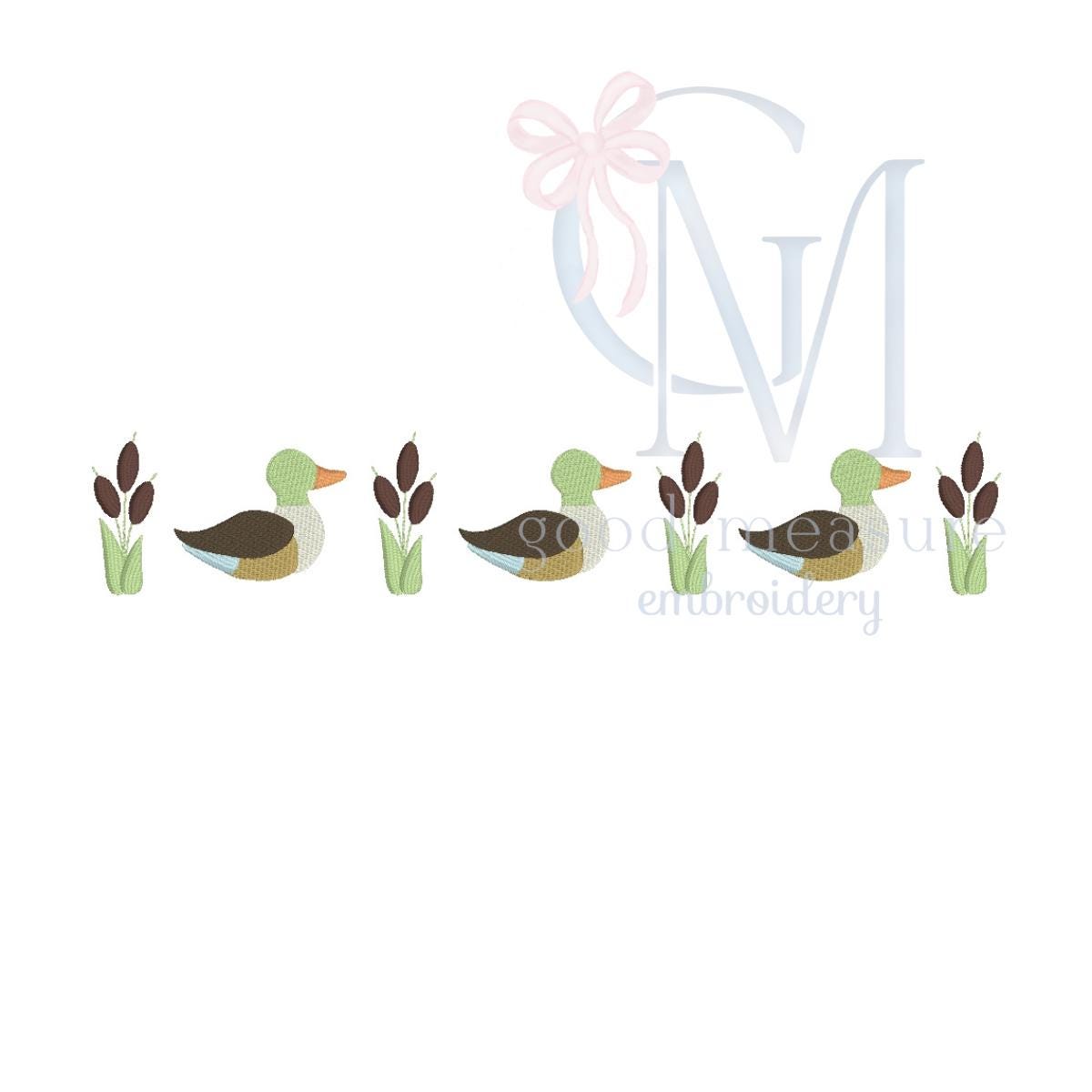 Mallard and Cattails Embroidery Design