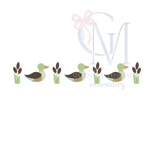 Mallard and Cattails Embroidery Design