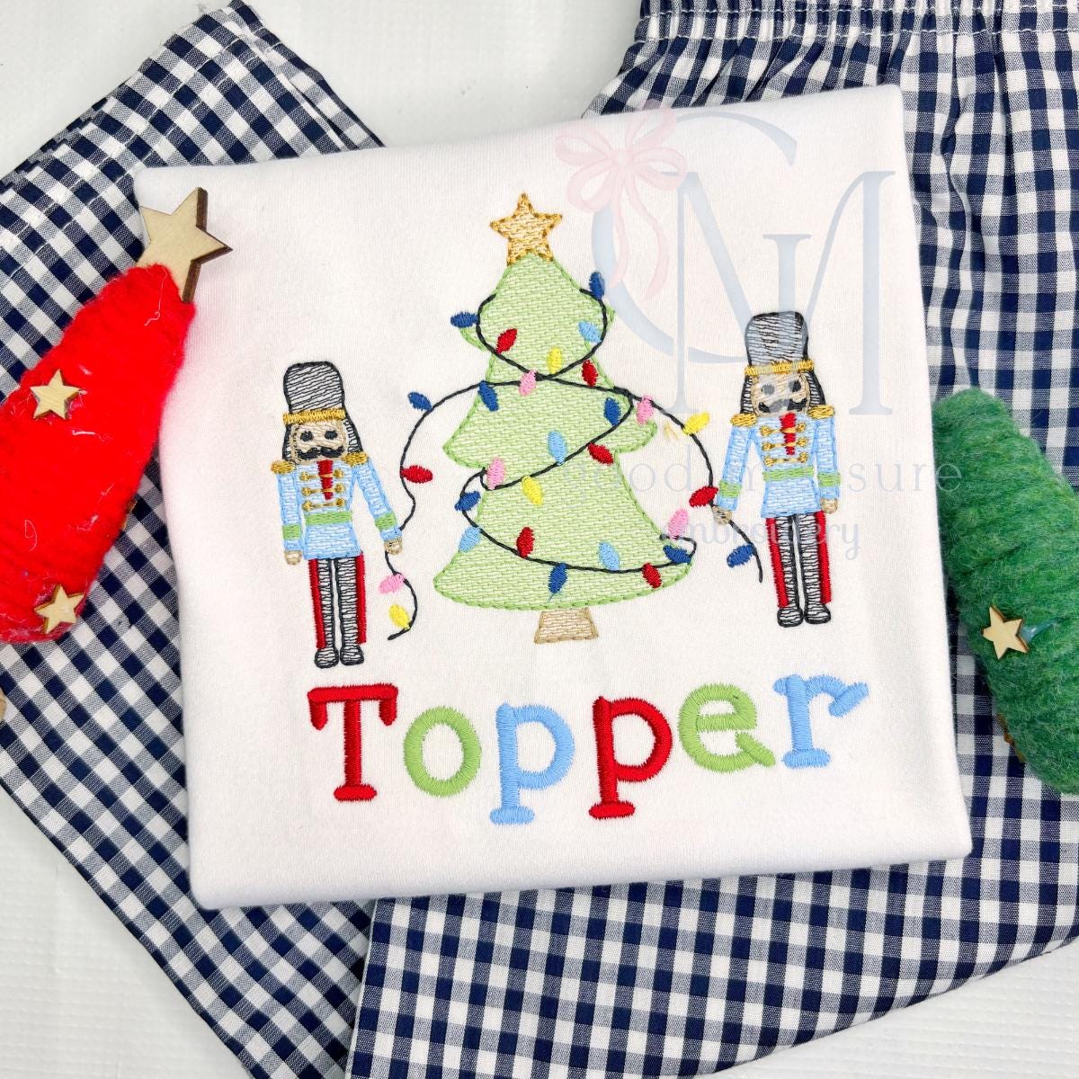 Nutcracker and Christmas Tree Sketch Embroidery Design