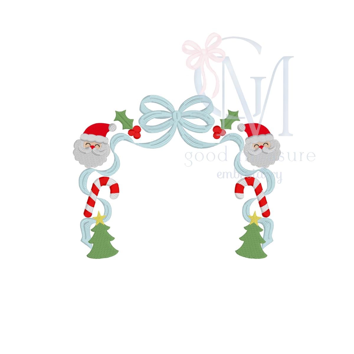 Fancy Christmas Bow Monogram Frame Embroidery Design