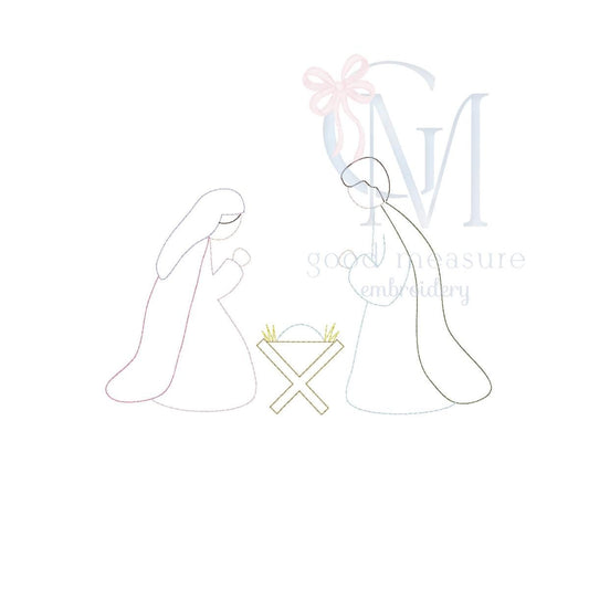 Mini Vintage Stitch Nativity Embroidery Design