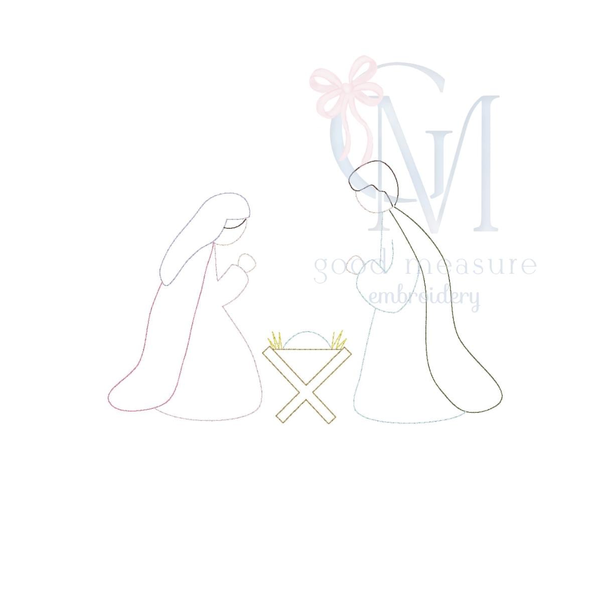 Vintage Stitch Nativity Embroidery Design