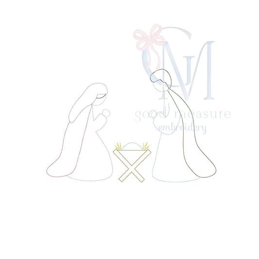 Vintage Stitch Nativity Embroidery Design