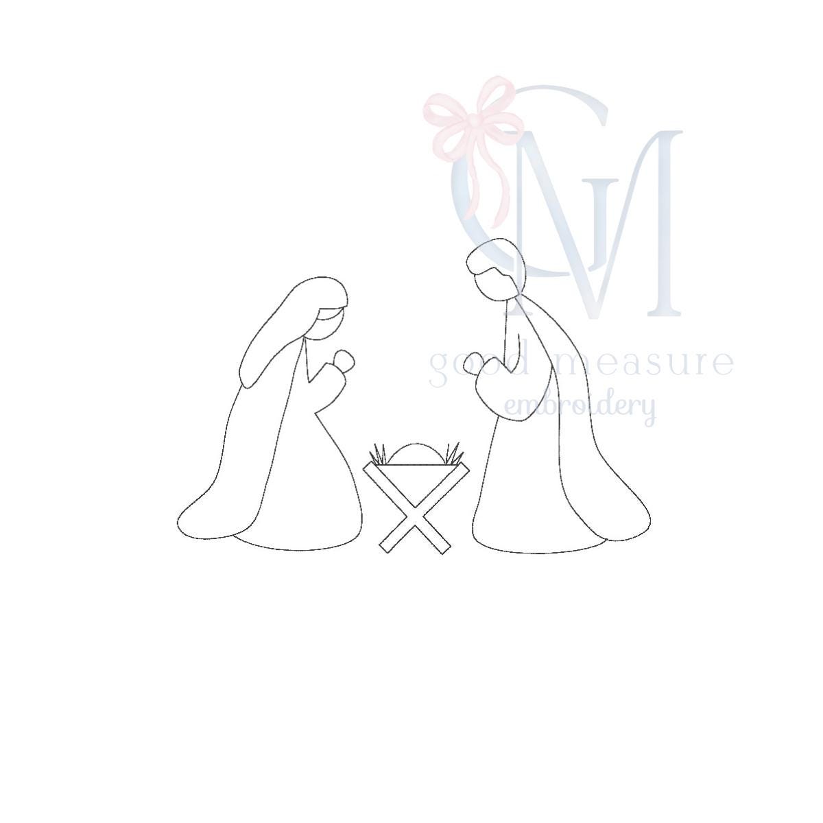 Mini Vintage Stitch Nativity Embroidery Design