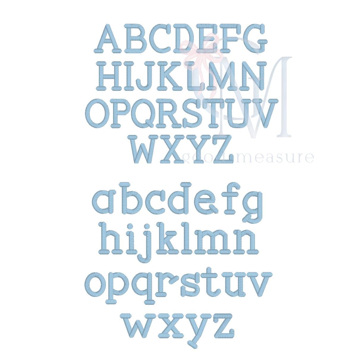 The Dapper Font Satin Serif Machine Embroidery Design