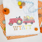 Sketch Tractor with Turkey and Pumpkin Embroidery Design
