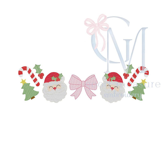 Bow, Santa, and Tree  Embroidery Design