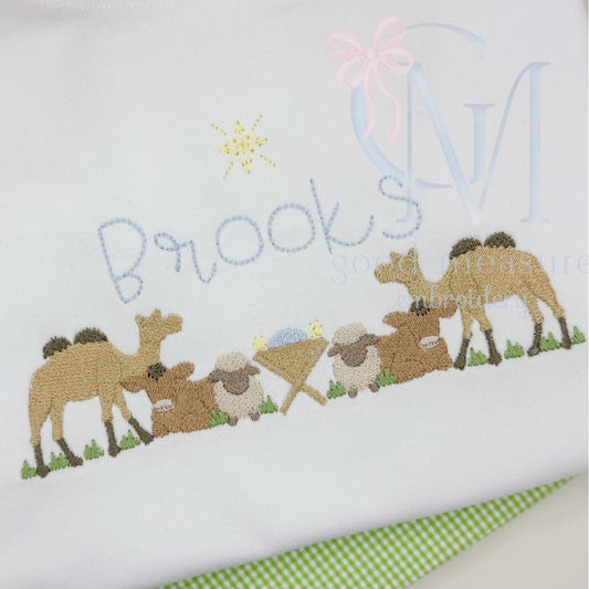 Friendly Beasts Nativity Embroidery Design