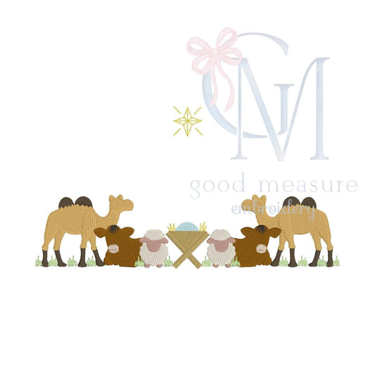 Friendly Beasts Nativity Embroidery Design