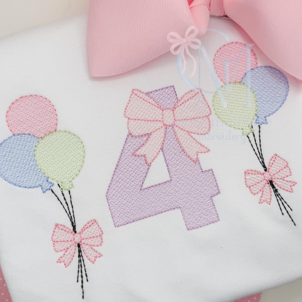 Side Sketch Balloon Bundle Embroidery Design