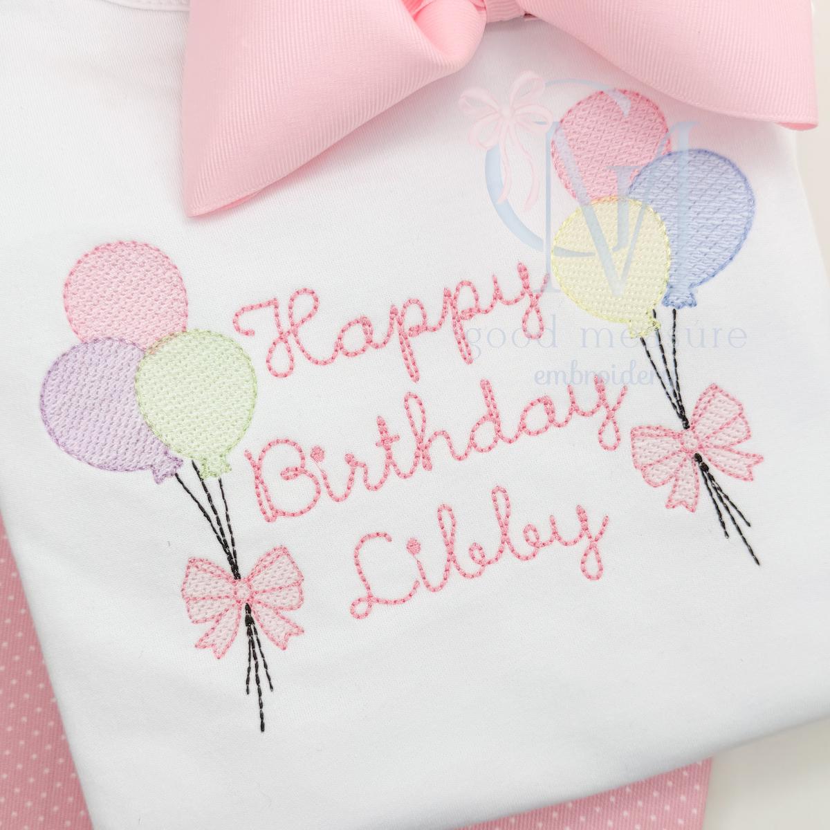 Side Sketch Balloon Bundle Embroidery Design
