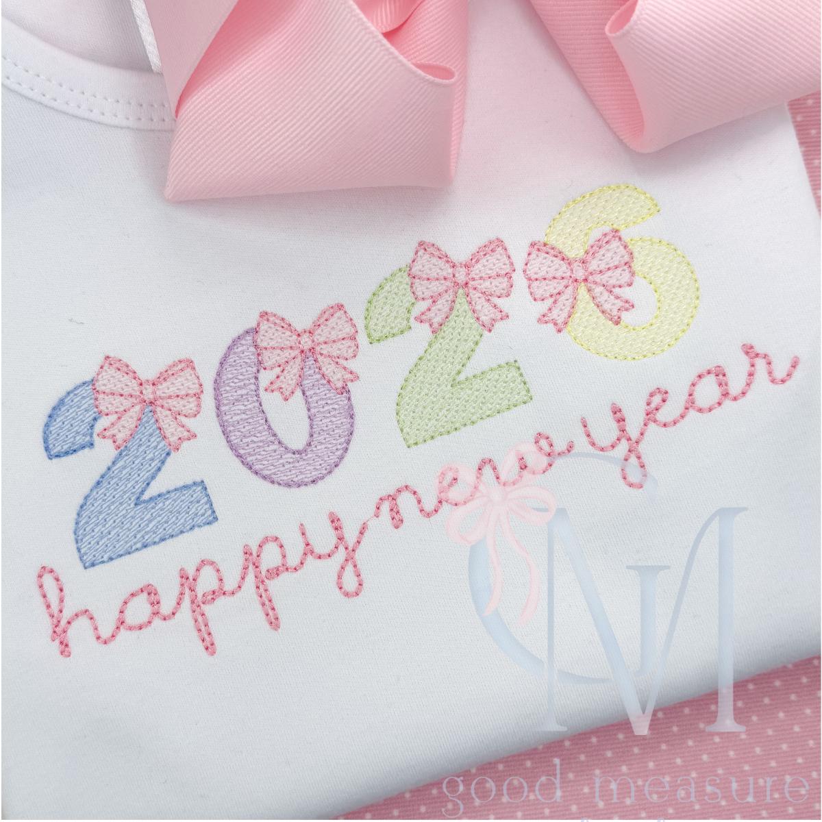 Large Sketch Numbers with Bow Birthday New Years Machine Embroidery Design