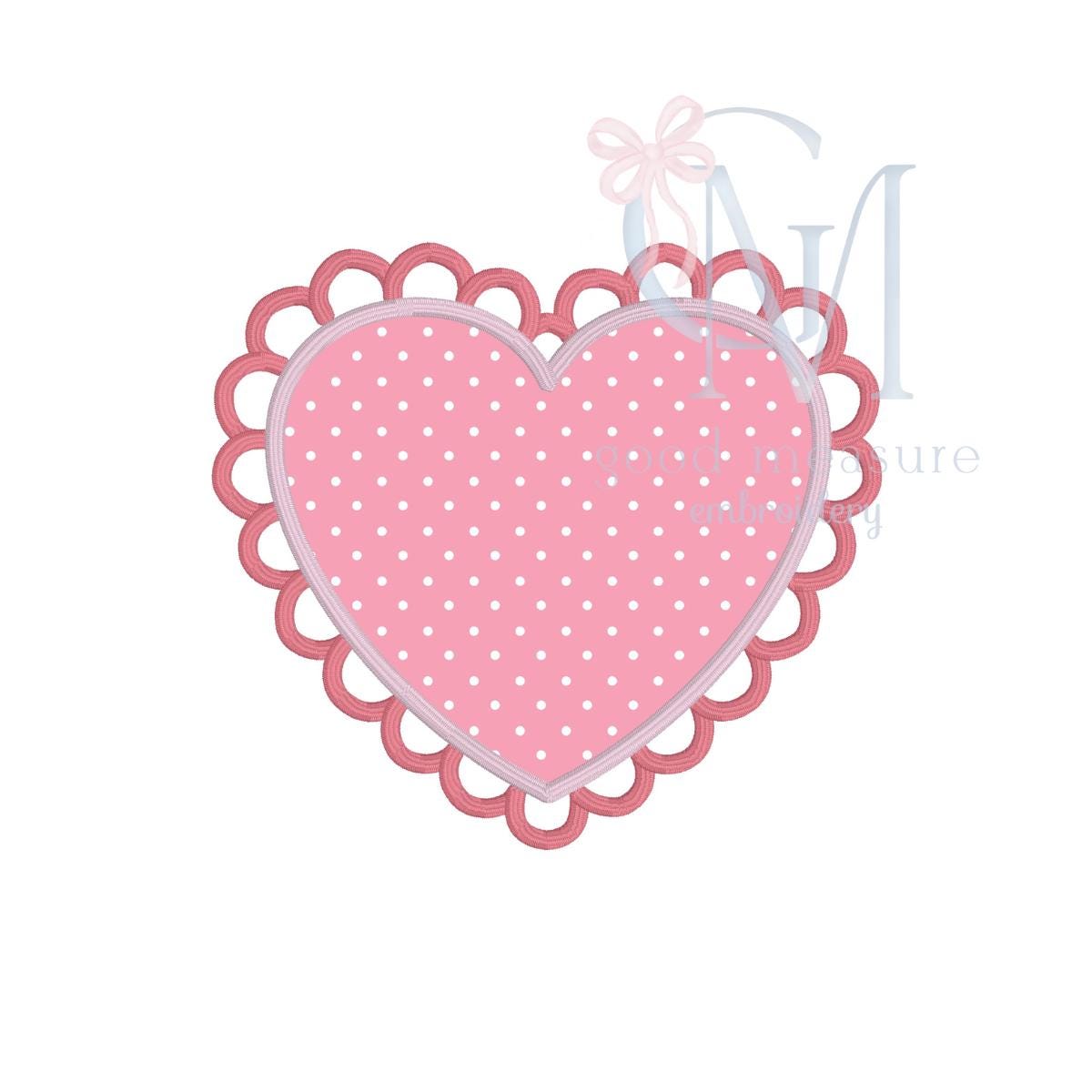 Scallop Heart Applique Embroidery Design
