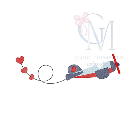 Sketch Valentines Airplane Embroidery Design
