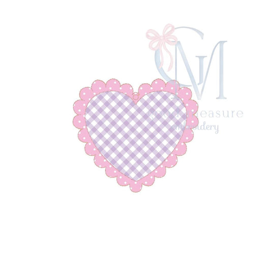In the Hoop Scalloped Bean Stitch Heart Tag Embroidery Design