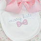 Mini Satin Bow with Bean Outline Embroidery Design